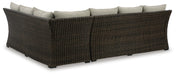 Brook Ranch Outdoor Sofa Sectional/Bench with Cushion (Set of 3) - De Avenue Furniture