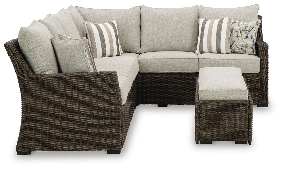 Brook Ranch Outdoor Sofa Sectional/Bench with Cushion (Set of 3) - De Avenue Furniture