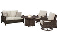 Paradise Trail Outdoor Loveseat, Lounge Chairs and Fire Pit Table - De Avenue Furniture
