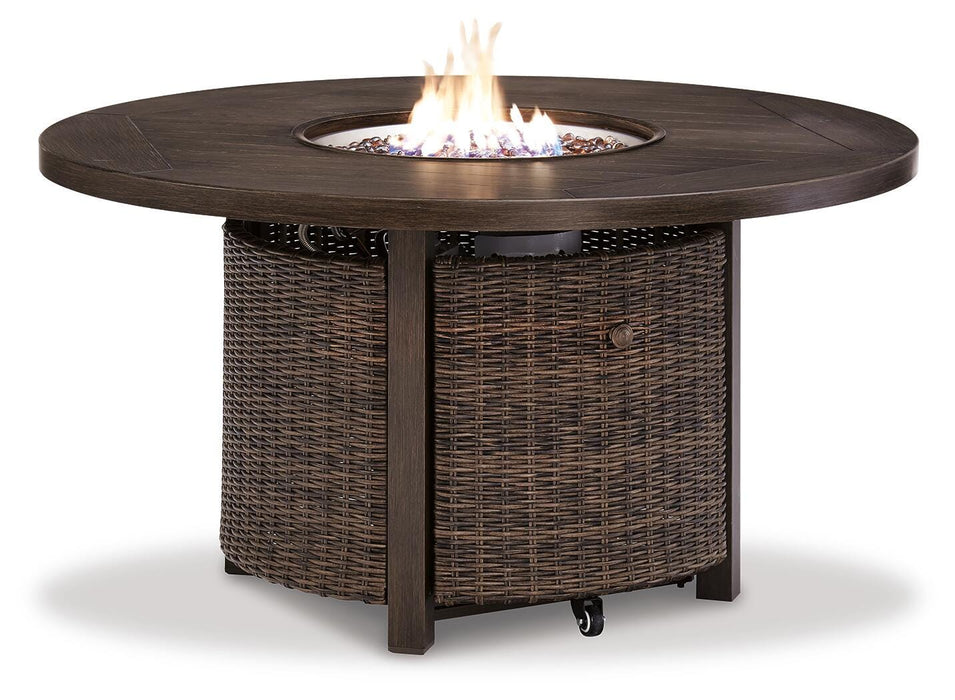 Paradise Trail Paradise Trail Fire Pit Table with 4 Nuvella Swivel Lounge Chairs - De Avenue Furniture