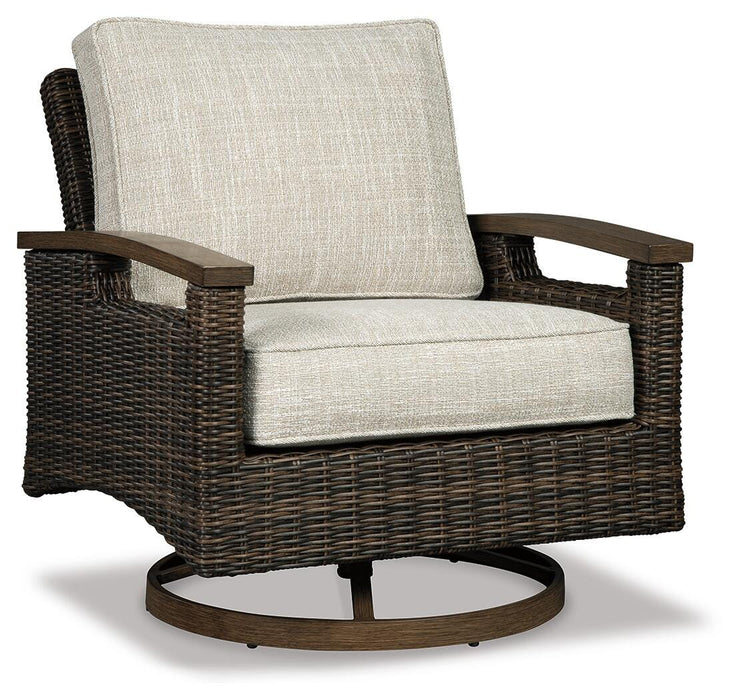 Paradise Trail Paradise Trail Fire Pit Table with 4 Nuvella Swivel Lounge Chairs - De Avenue Furniture