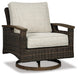 Paradise Trail Paradise Trail Fire Pit Table with 4 Nuvella Swivel Lounge Chairs - De Avenue Furniture