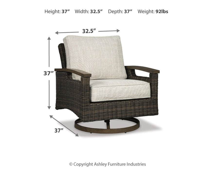 Paradise Trail Paradise Trail Fire Pit Table with 4 Nuvella Swivel Lounge Chairs - De Avenue Furniture