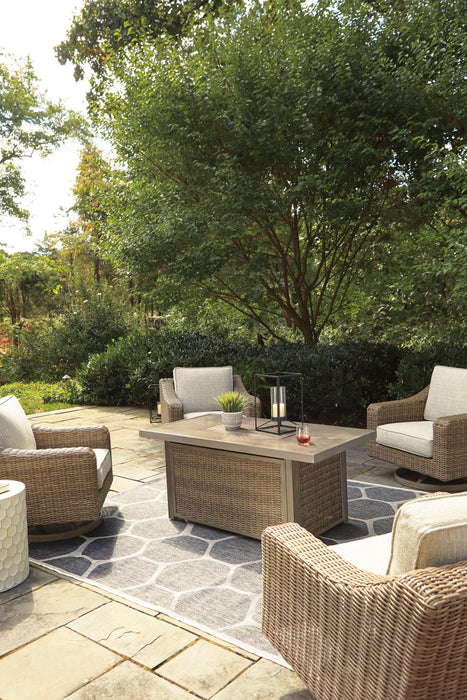 Beachcroft Beachcroft Fire Pit Table with Four Nuvella Swivel Lounge Chairs - De Avenue Furniture
