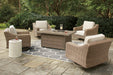 Beachcroft Beachcroft Fire Pit Table with Four Nuvella Swivel Lounge Chairs - De Avenue Furniture