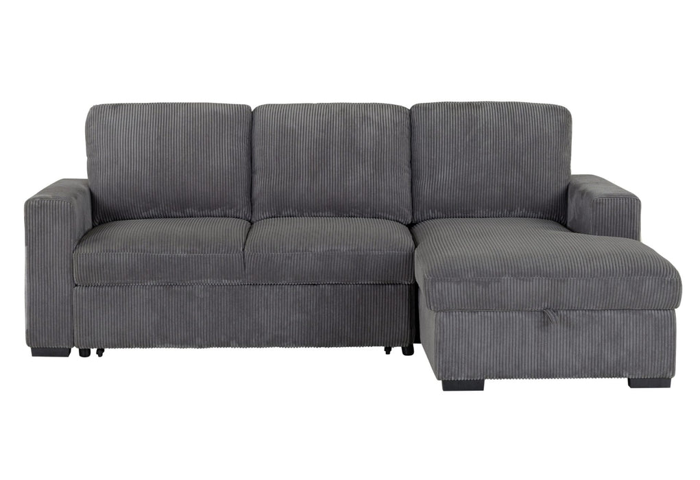 U2660 Grey L Sectional Pullout - De Avenue Furniture