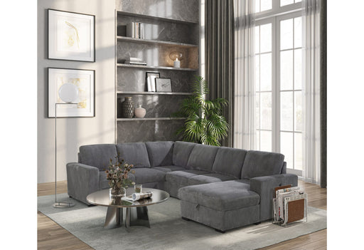 U2660 Grey Sectional With Pull Out - De Avenue Furniture