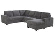 U2660 Grey L Sectional Pullout - De Avenue Furniture