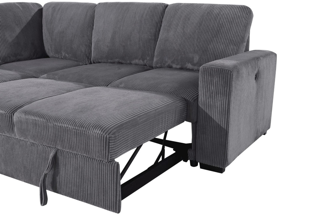 U2660 Grey Sectional Sofa-Without Chaise - De Avenue Furniture