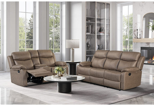 U6026 Brown Reclining Sofa-Reclining Console Loveseat - De Avenue Furniture