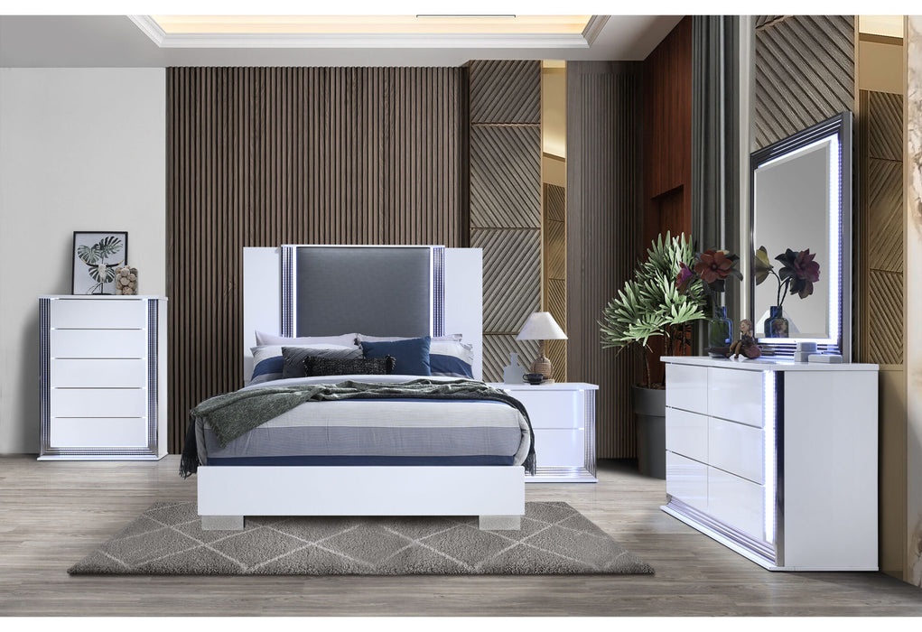Ylime Smooth White Queen Bed Group - De Avenue Furniture