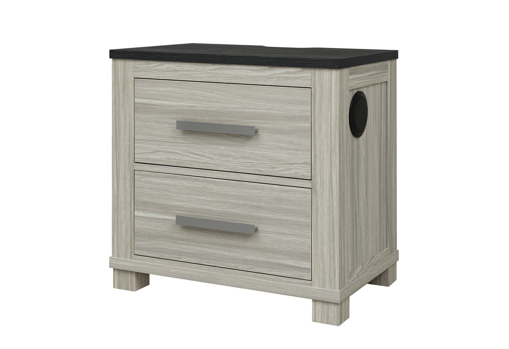 ASHLEY BROWN NIGHTSTAND W/USB & SPEAKER - De Avenue Furniture