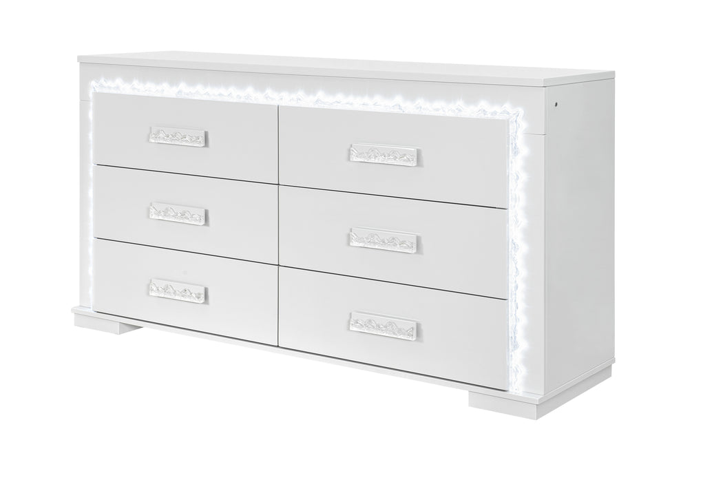 NAOMI SILVER MARBLE DRESSER WITH LED - De Avenue Furniture