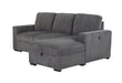 U2660 GREY L SOFA BED SECTIONAL WITHOUT PULLOUT - De Avenue Furniture