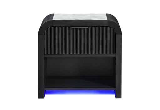 BECKETT WHT/BLK NIGHTSTAND W/LED & SPEAKER - De Avenue Furniture