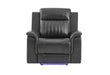 U8879 BLANCHE CHARCOAL WITH BLACK WELT POWER RECLINER WITH LED - De Avenue Furniture