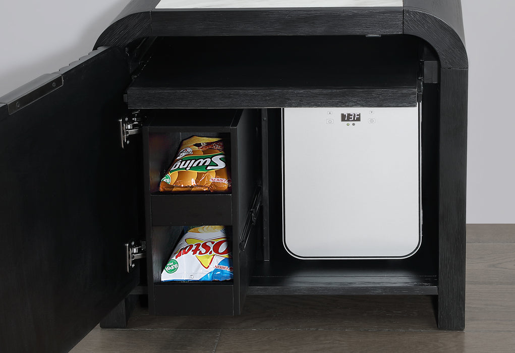 BECKETT WHITE/BLACK NIGHTSTAND WITH LED, COOLER AND SPEAKER - De Avenue Furniture