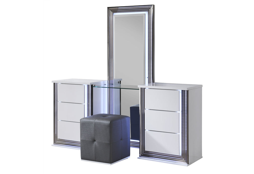 YLIME-SMOOTH WHITE-KBG FULLY SLATTED W/ VANITY SET-N - De Avenue Furniture