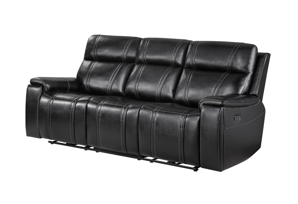 U8880 BLACK LEATHER POWER RECLINING SOFA - De Avenue Furniture