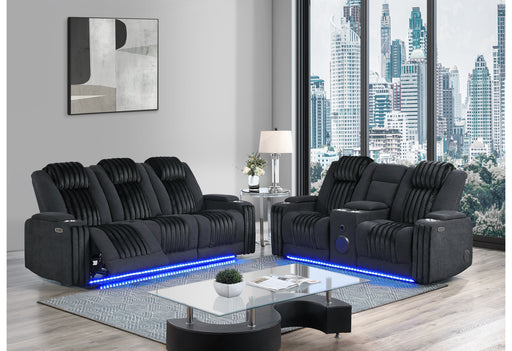 U8000 BLACK PWR REC SOFA/PWR CONSOLE REC LOVESEAT W/PHR - De Avenue Furniture