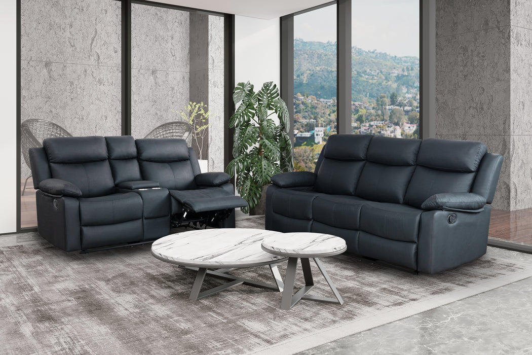 U6026 BLACK PU 72A REC SOFA/CONSOLE REC LOVESEAT W/LED & SPEAKER - De Avenue Furniture