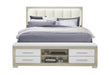 EMMA NATURAL/WHITE KING BED WITH LED AND USB - De Avenue Furniture