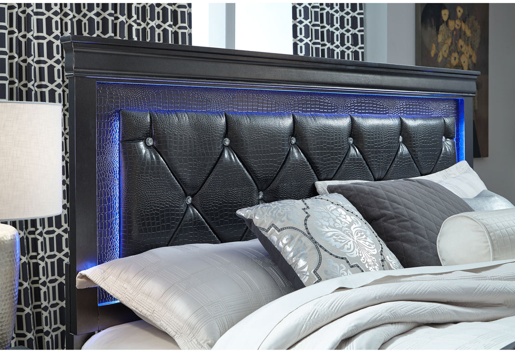 POMPEI METALLIC GREY KING BED WITH LED - De Avenue Furniture