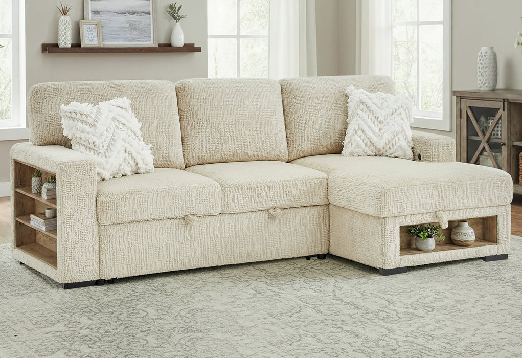 U0222 IVORY PULL OUT SOFA BED WITH SPEAKER AND 2 PILLOWS - De Avenue Furniture