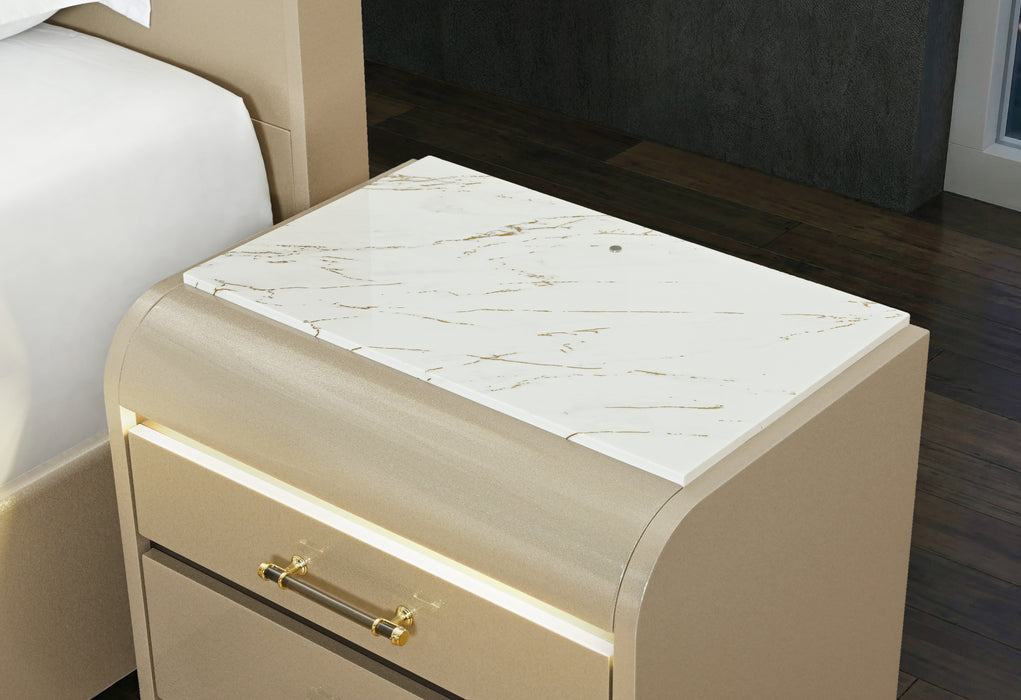 GENESIS GOLD QUEEN BED WITH LED - De Avenue Furniture