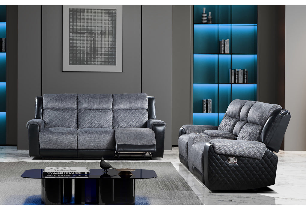 U5914/U5915 GREY/BLACK REC SOFA/CRLS W/IMMERSIVE SOUND & BLUE LED - De Avenue Furniture