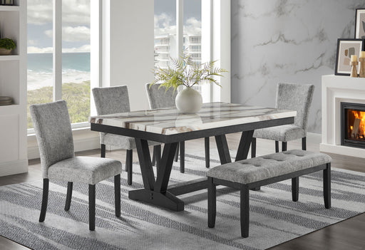 D1319 BLK/WHT DINING TABLE, 4 D1319 LT GREY DC & D1319 LT GREY BN - De Avenue Furniture