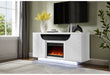 AILEEN WHITE 66" ENT UNIT W/LED, SPEAKERS, CRYSTAL AND POP-UP DOORS - De Avenue Furniture