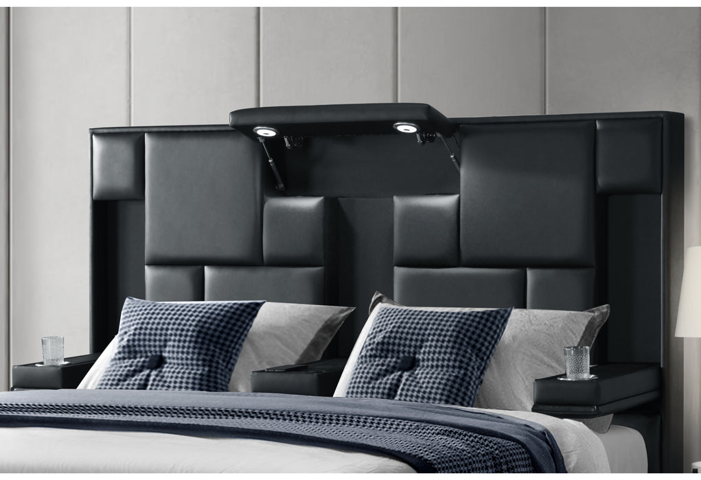OSCAR BLACK QUEEN BED NO WOOD TRIM - De Avenue Furniture