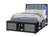 EMMA BLACK/GREY QUEEN BED WITH LED AND USB - De Avenue Furniture