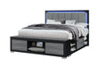 EMMA BLACK/GREY KING BED WITH LED AND USB - De Avenue Furniture