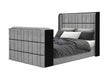 ISABELLA GREY QUEEN BED W/LED, TV LIFT, SPEAKER AND FIREPLACE - De Avenue Furniture