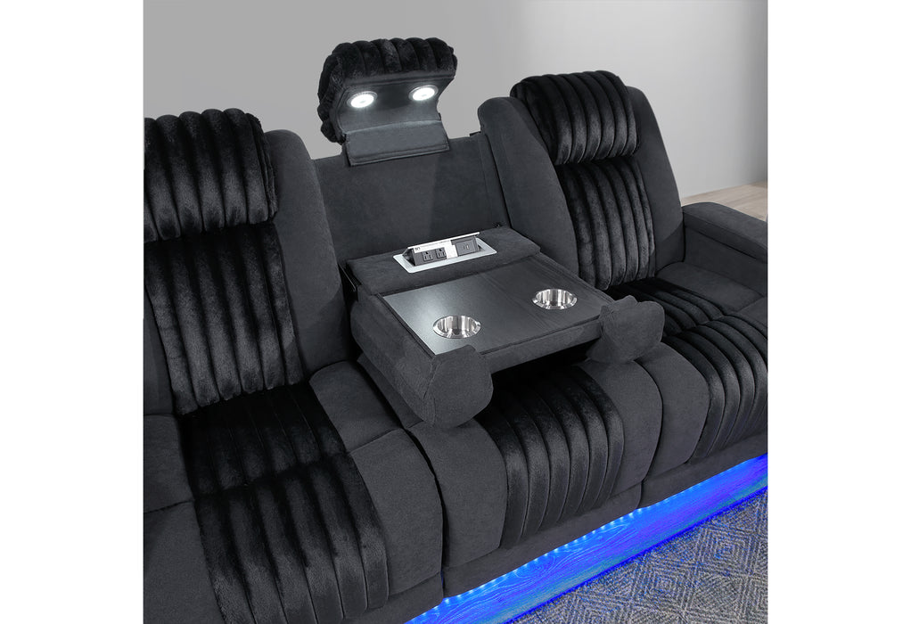 U8000 BLACK PWR REC SOFA/PWR CON REC LOVESEAT/PWR RECLINER W/PHR - De Avenue Furniture