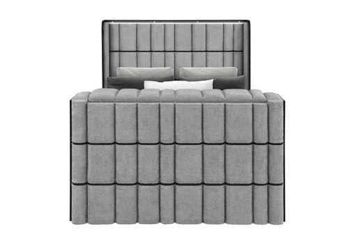 ISABELLA GREY QUEEN BED W/LED, TV LIFT, SPEAKER AND FIREPLACE - De Avenue Furniture