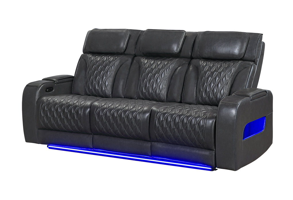 U8611 BLANCHE CHARCOAL POWER RECLINING SOFA WITH PHR AND LED - De Avenue Furniture