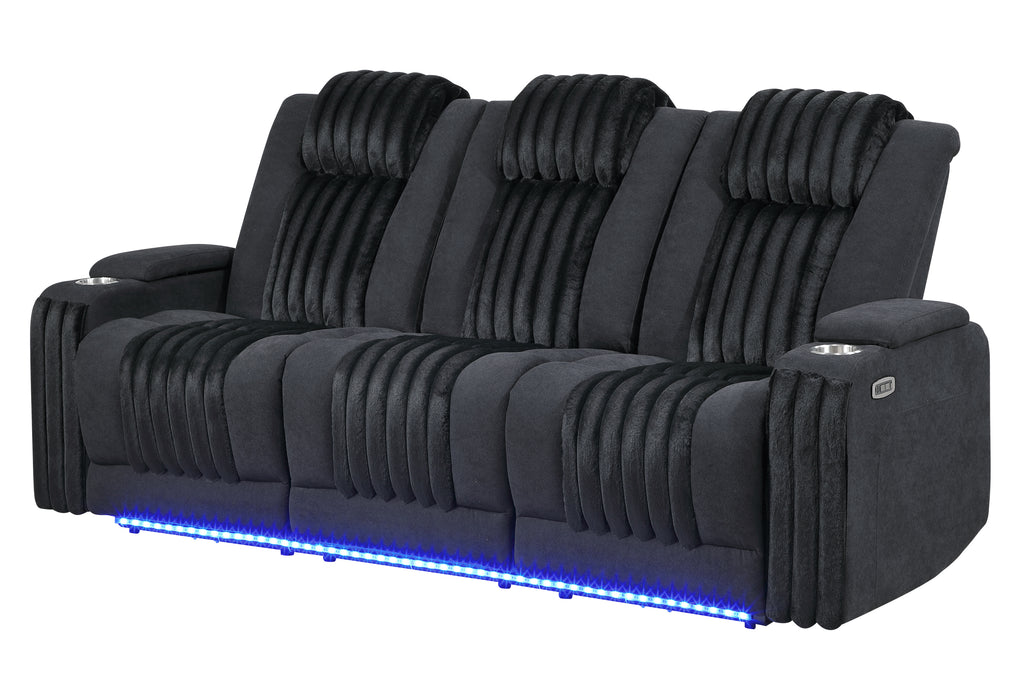 U8000 BLACK PWR REC SOFA W/PHR, DDT, READING LIGHT & LED LIGHT - De Avenue Furniture