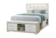 EMMA NATURAL/WHITE QUEEN BED WITH LED AND USB - De Avenue Furniture