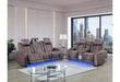 U8000 BROWN PWR REC SOFA/PWR CONSOLE REC LOVESEAT W/PHR - De Avenue Furniture
