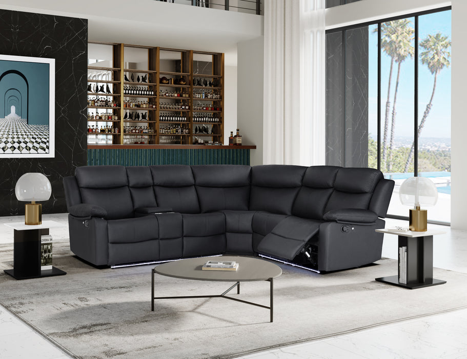 U6026 BLACK PU 72A RIGHT ARM FACING SECTIONAL WITH LED AND SPEAKER - De Avenue Furniture