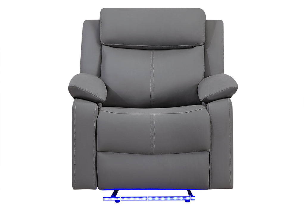 U6026 GREY PU 46A GLIDER RECLINER WITH LED - De Avenue Furniture