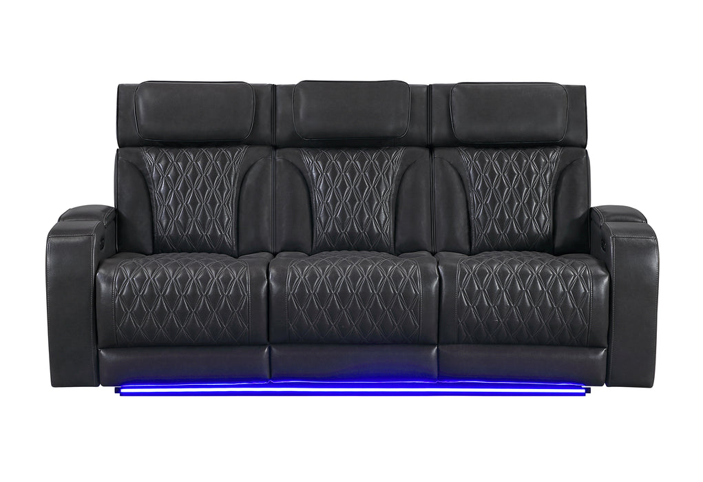 U8611 BLANCHE CHARCOAL POWER RECLINING SOFA WITH PHR AND LED - De Avenue Furniture