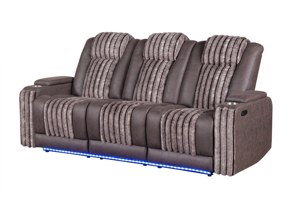 U8000 BROWN PWR REC SOFA W/PHR, DDT, READING LIGHT & LED LIGHT - De Avenue Furniture