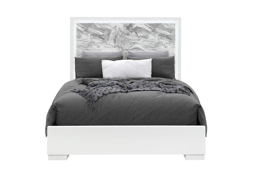 NAOMI SILVER MARBLE QUEEN BED WITH LED - De Avenue Furniture
