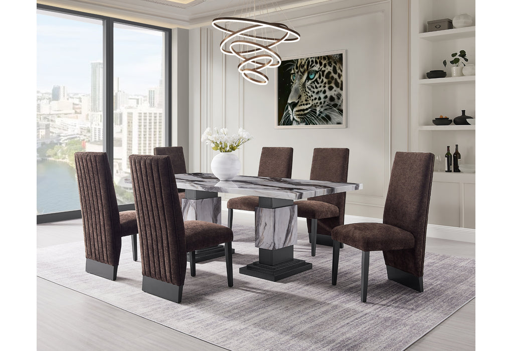 D12 DINING TABLE AND 8 D12 BROWN DINING CHAIRS - De Avenue Furniture