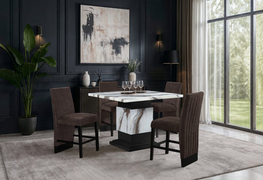 D12 BAR TABLE AND 4 D12 BROWN BAR STOOLS - De Avenue Furniture