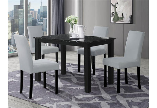 D8032 BLACK DINING TABLE & D9026 DINING CHAIR SILVER - De Avenue Furniture